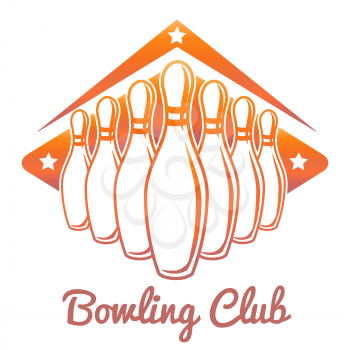Bright bowling club banner design isolated on white background. Vector illustration