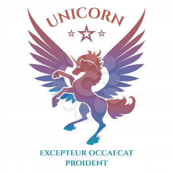 Colorful unicorn silhouette logo design on white background. Vector illustration