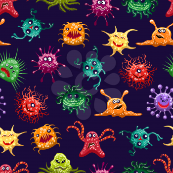 Colorful monsters or microbes seamless pattern, vector illustration