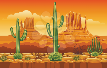 Game vector horizontal seamless pattern with wild west mountains landscape. Arizona gaming cartoon background