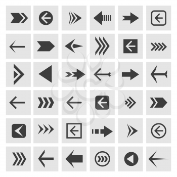 Arrowheads icons. Vector arrow glyphs or arrowhead signs for navigation, websites and buttons