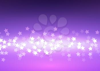 Abstract bokeh light stars on the gradient lilac background, vector illustration