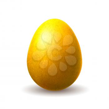 Gold chocolate egg. Golden metal foil feast gift isolated on white for business design, macro easter yellow shiny chicken finance decorative investments concept