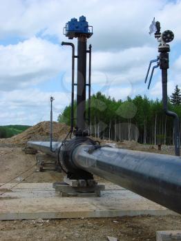 Construction of an oil and gas pipeline. Industrial equipment.