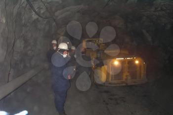 Russia, Nezhdaninskoe - July 14, 2014: Mine for the extraction of gold ore. Working underground.