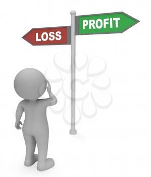Loss Profit Sign Showing Earn Profit 3d Rendering