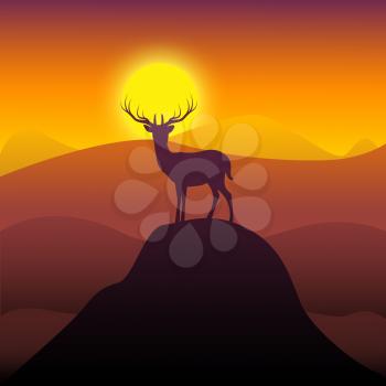 Mountain Deer Representing Wilderness Buck And Hunting