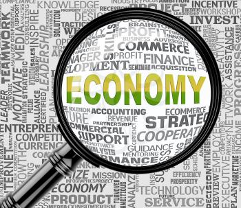Economy Magnifier Showing Micro Economics 3d Rendering