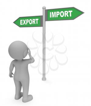 Export Import Sign Showing Trading Abroad 3d Rendering