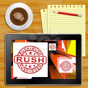 Rush Tablet Shows Express Delivery 3d Illustration
