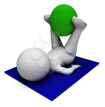 Exercise Ball Indicating Physical Activity And Render 3d Rendering