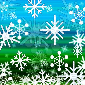 Landscape Snowflakes Background Showing Winter December And Cold

