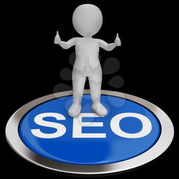 SEO Button Showing Internet Marketing And Optimizing