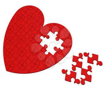 Unfinished Heart Puzzle Shows Valentine's Day And Love