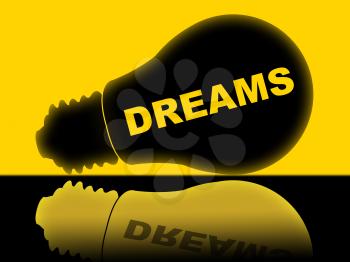 Dreams Lightbulb Representing Vision Dreamer And Sleep