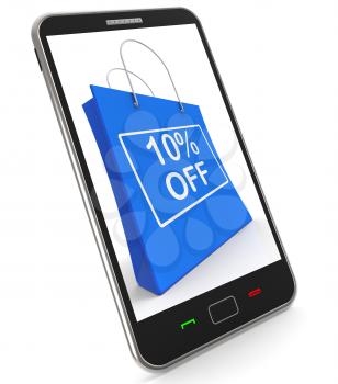 Shopping Bag Showing Sale Discount Ten Percent Off 10