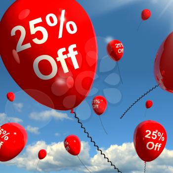 Balloon With 25% Off Shows Sale Discount Of Twenty Five Percent