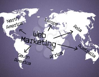 Web Marketing Indicating Advertising Websites And Promotions