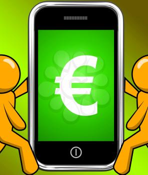 Euro Sign On Phone Displaying European Currency