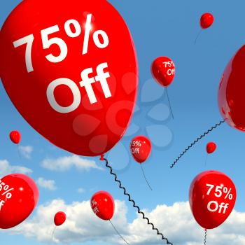 Balloon With 75% Off Shows Sale Discount Of Seventy Five Percent