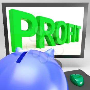Profit On Monitor Shows Successful Business Or Earnings