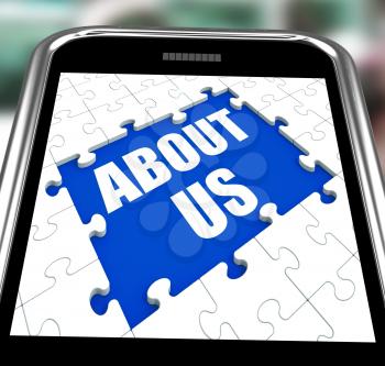 About Us Smartphone Showing Contact And Website Information