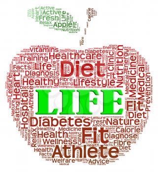 Life Apple Showing Health Way And Living