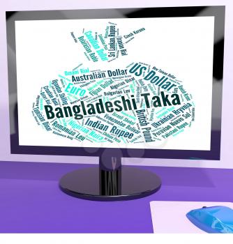 Bangladeshi Taka Indicating Currency Exchange And Market 
