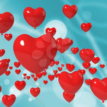 Heart Balloons On Background Showing Valentines Decoration Or Celebration