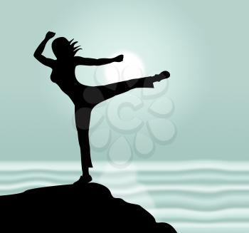 Yoga Pose Indicating Spiritual Meditated And Posture