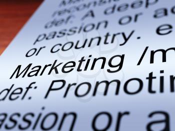 Marketing Definition Closeup Shows Promotion Sales And Advertising