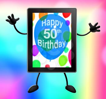 Multicolored Balloons For Celebrating A 50th or Fiftieth Birthdays Tablet