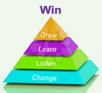 Win Pyramid Showing Success Accomplishment Or Victory
