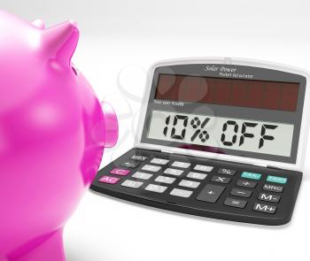 Ten Percent Off Calculator Showing Discount Reduction