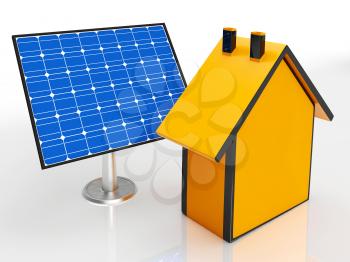 Solar Panel By House Shows Renewable Energy