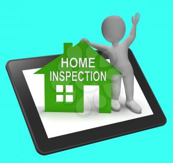Home Inspection House Tablet Showing Examine Property Close-Up