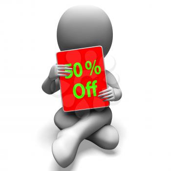 Fifty Percent Off Tablet Meaning 50% Discount Or Sale Online
