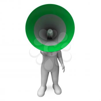 Loud Hailer Character Showing Broadcasting Explaining And Megaphone 