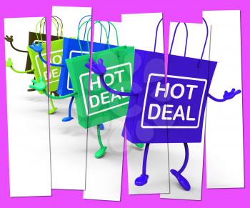 Hot Deal Shopping Bags Showing Sales, Bargains, and Deals
