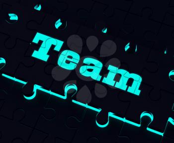 Team Puzzle Shows Partnership Together Community And Unity