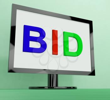 Bid On Monitor Showing Bidding Or Auction 