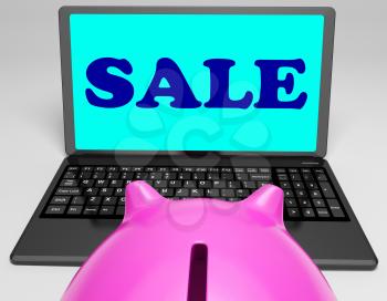Sale Laptop Showing Web Price Slashed And Bargains