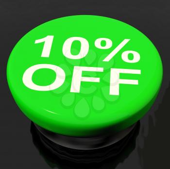 Ten Percent Button Showing Sale Discount Or 10 Off