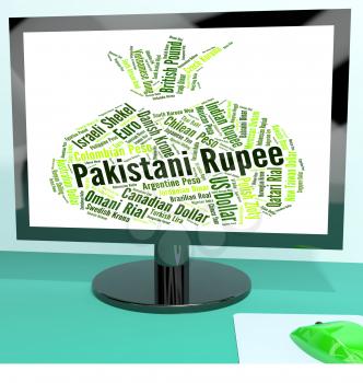 Pakistani Rupee Indicating Worldwide Trading And Foreign 