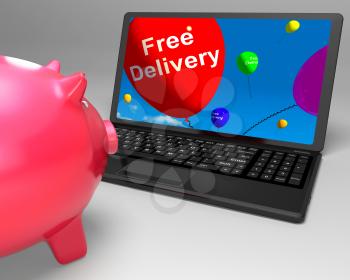 Free Delivery On Laptop Showing Free Shipping And Handling