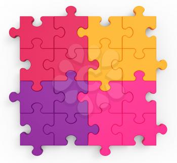 Multicolored Puzzle Square Showing Unity And Teamwork