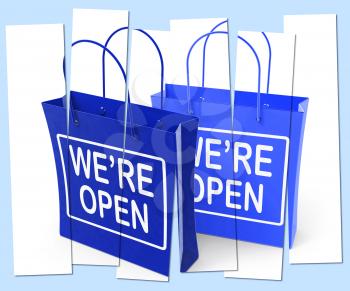 We're Open Shopping Bags Showing Grand Opening or Launch