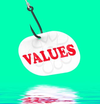 Values On Hook Displaying Ethical Values Or Morality