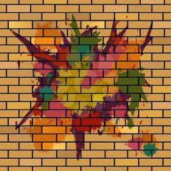 Brick Wall Representing Bricks Spatters And Colorful