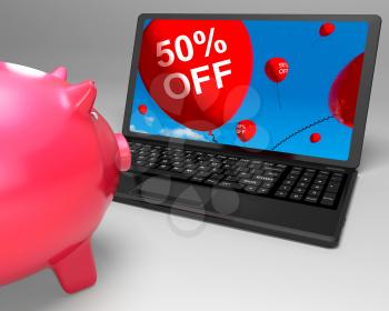 Fifty Percent Off Laptop Meaning 50 Half-Price Savings
